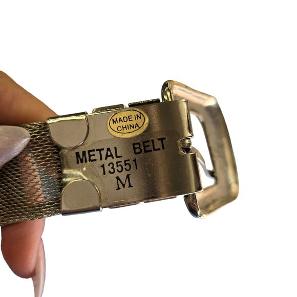 Handcrafted Silver Metal Mesh Belt With Ornate Buckle & Blue Beads Size M - Picture 5 of 12